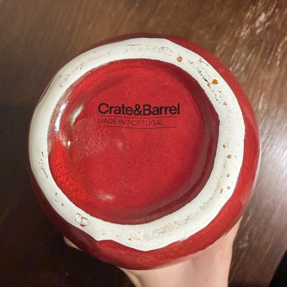 Crate & Barrel Red Vase Used Good Condition No Chips